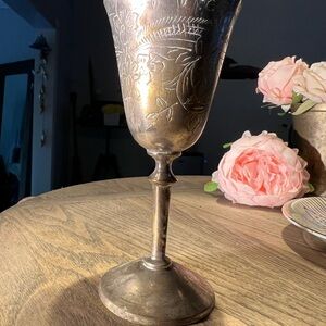 Vintage Silver Goblet with Floral Design
